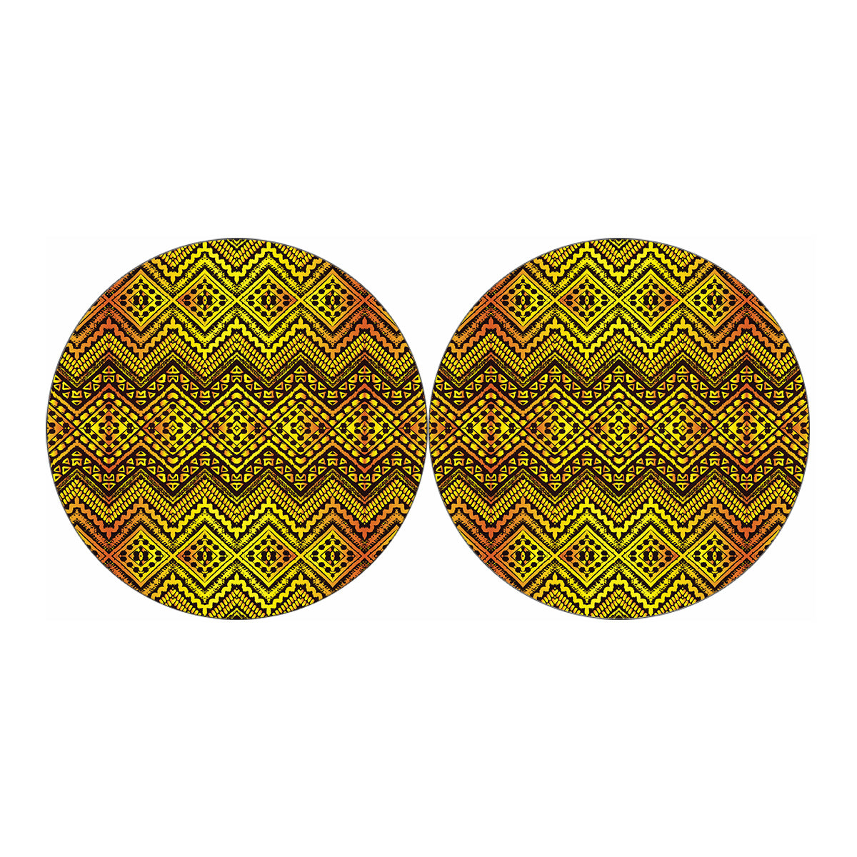 Gold African Ethnic Tribal Pattern Print Car Coasters