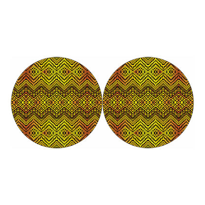 Gold African Ethnic Tribal Pattern Print Car Coasters