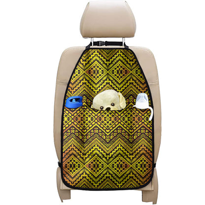 Gold African Ethnic Tribal Pattern Print Car Seat Organizers