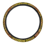 Gold African Ethnic Tribal Pattern Print Car Steering Wheel Cover