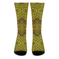 Gold African Ethnic Tribal Pattern Print Crew Socks