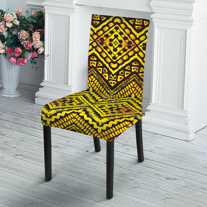 Gold African Ethnic Tribal Pattern Print Dining Chair Slipcover