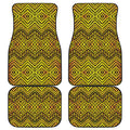 Gold African Ethnic Tribal Pattern Print Front and Back Car Floor Mats