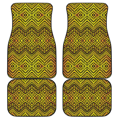 Gold African Ethnic Tribal Pattern Print Front and Back Car Floor Mats