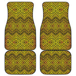 Gold African Ethnic Tribal Pattern Print Front and Back Car Floor Mats