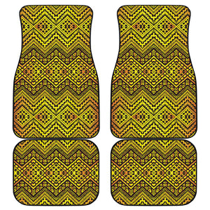 Gold African Ethnic Tribal Pattern Print Front and Back Car Floor Mats