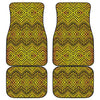 Gold African Ethnic Tribal Pattern Print Front and Back Car Floor Mats