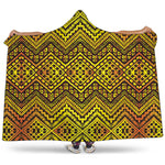 Gold African Ethnic Tribal Pattern Print Hooded Blanket