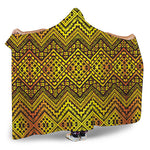 Gold African Ethnic Tribal Pattern Print Hooded Blanket