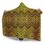Gold African Ethnic Tribal Pattern Print Hooded Blanket