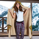 Gold African Ethnic Tribal Pattern Print Hooded Blanket