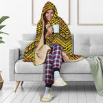Gold African Ethnic Tribal Pattern Print Hooded Blanket