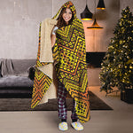 Gold African Ethnic Tribal Pattern Print Hooded Blanket