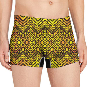 Gold African Ethnic Tribal Pattern Print Men's Boxer Briefs