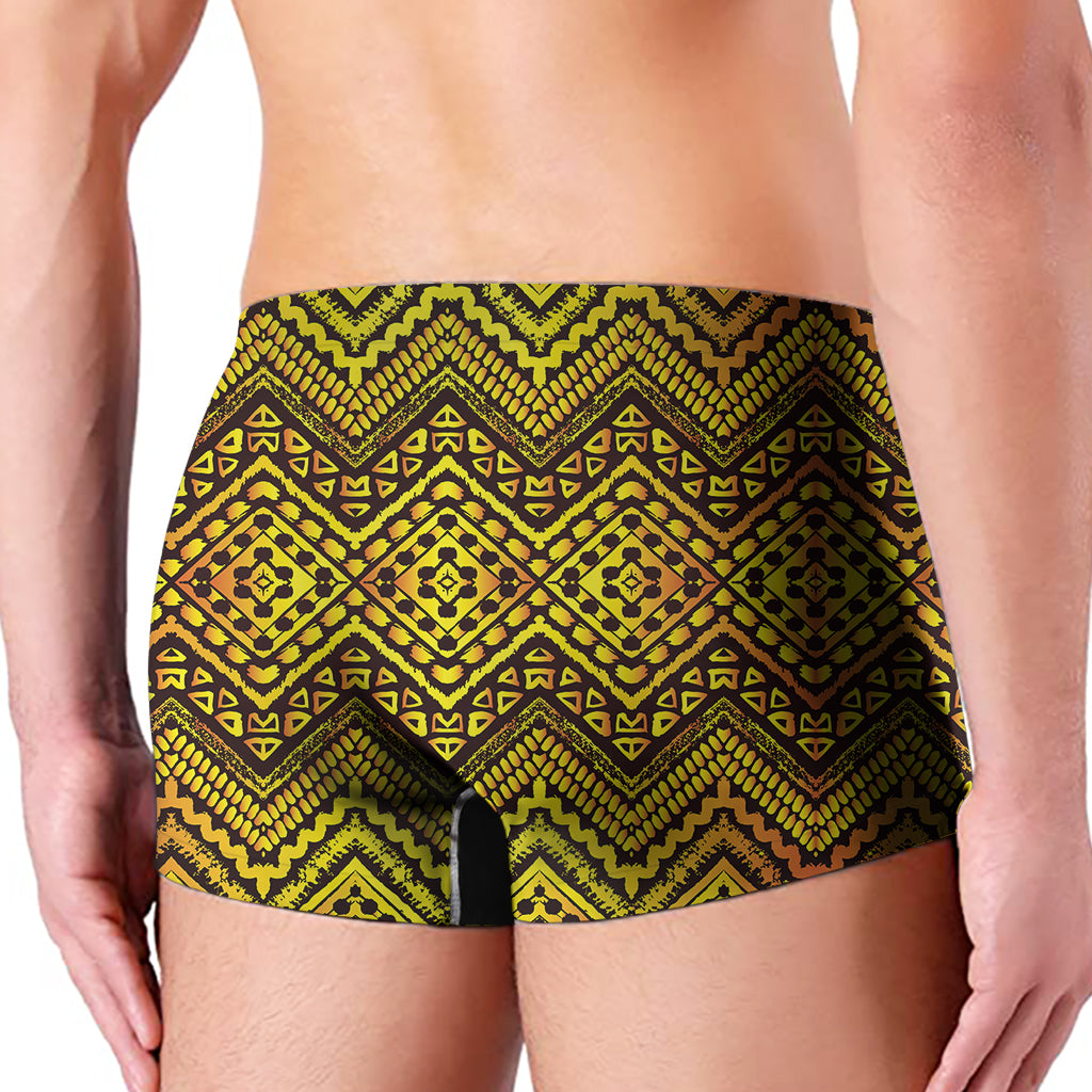 Gold African Ethnic Tribal Pattern Print Men's Boxer Briefs