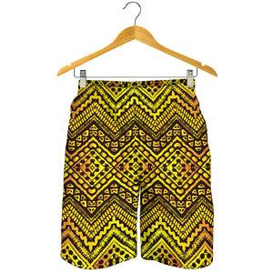 Gold African Ethnic Tribal Pattern Print Men's Shorts