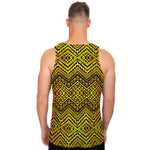 Gold African Ethnic Tribal Pattern Print Men's Tank Top