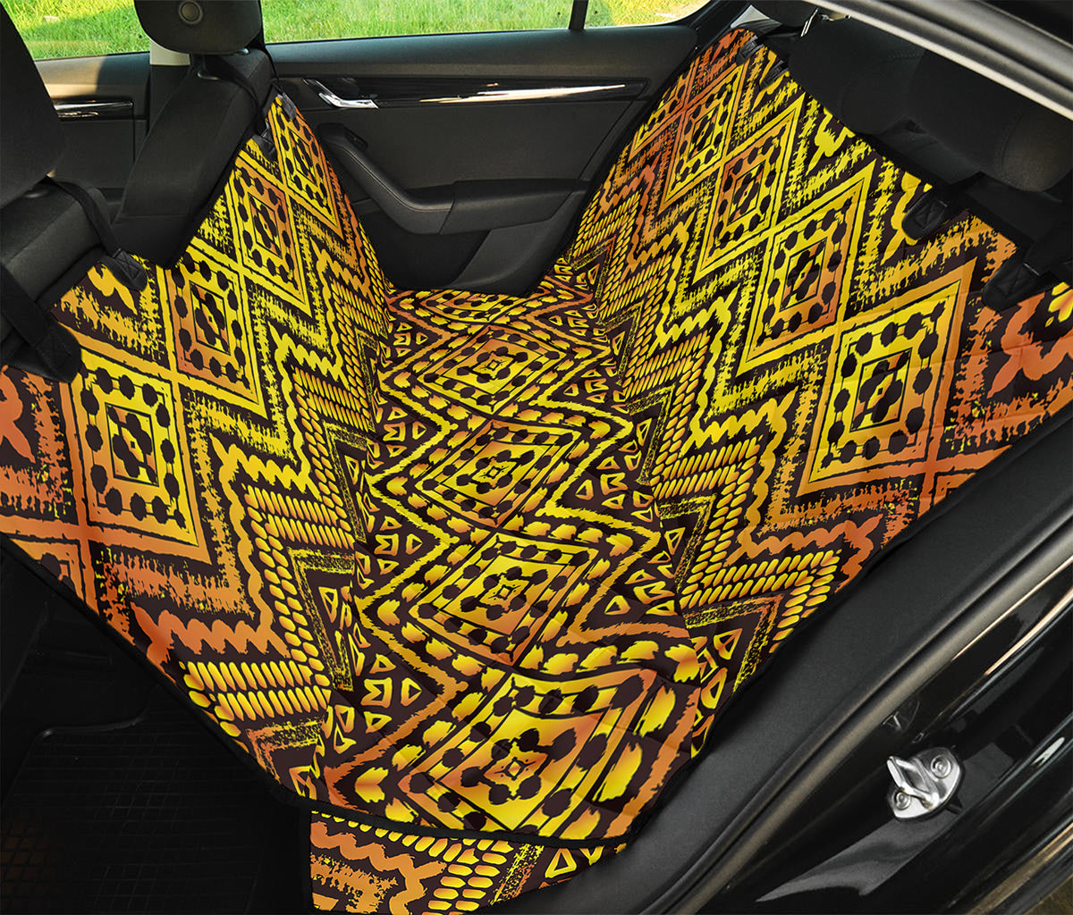 Gold African Ethnic Tribal Pattern Print Pet Car Back Seat Cover