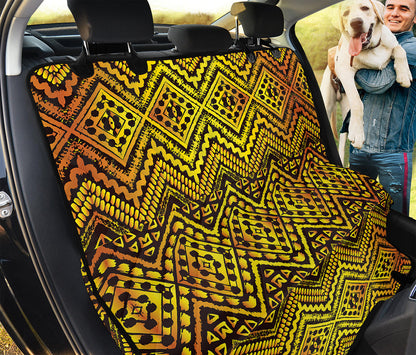 Gold African Ethnic Tribal Pattern Print Pet Car Back Seat Cover
