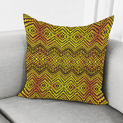 Gold African Ethnic Tribal Pattern Print Pillow Cover