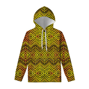 Gold African Ethnic Tribal Pattern Print Pullover Hoodie