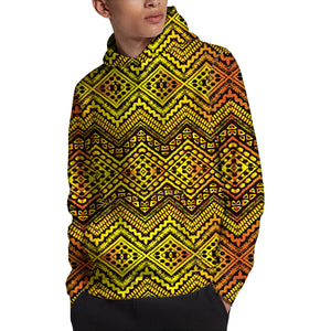 Gold African Ethnic Tribal Pattern Print Pullover Hoodie