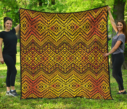 Gold African Ethnic Tribal Pattern Print Quilt
