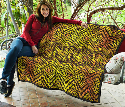 Gold African Ethnic Tribal Pattern Print Quilt