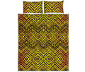 Gold African Ethnic Tribal Pattern Print Quilt Bed Set