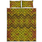 Gold African Ethnic Tribal Pattern Print Quilt Bed Set