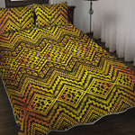 Gold African Ethnic Tribal Pattern Print Quilt Bed Set