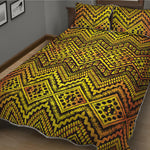 Gold African Ethnic Tribal Pattern Print Quilt Bed Set