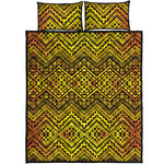 Gold African Ethnic Tribal Pattern Print Quilt Bed Set