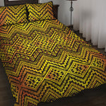 Gold African Ethnic Tribal Pattern Print Quilt Bed Set