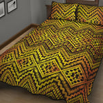 Gold African Ethnic Tribal Pattern Print Quilt Bed Set