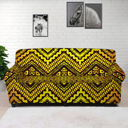 Gold African Ethnic Tribal Pattern Print Sofa Cover