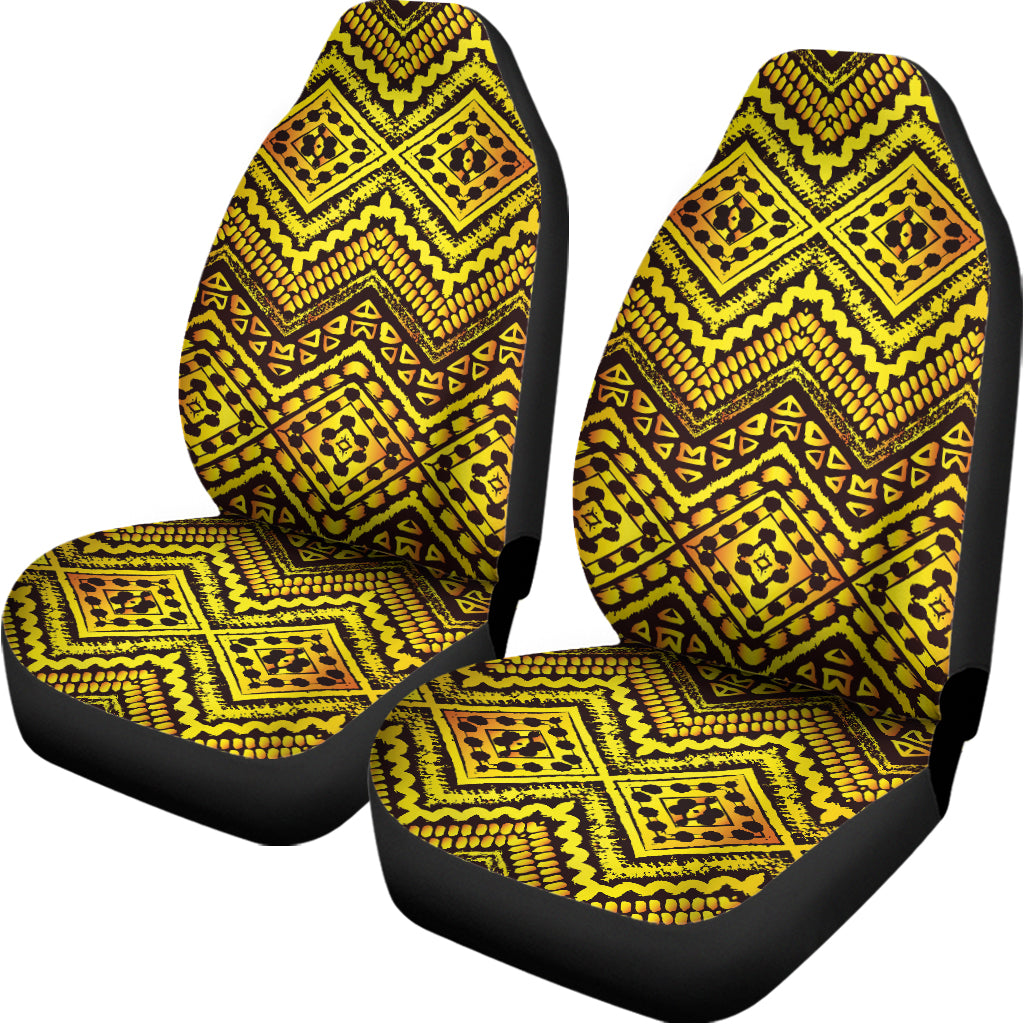 Gold African Ethnic Tribal Pattern Print Universal Fit Car Seat Covers