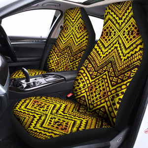 Gold African Ethnic Tribal Pattern Print Universal Fit Car Seat Covers