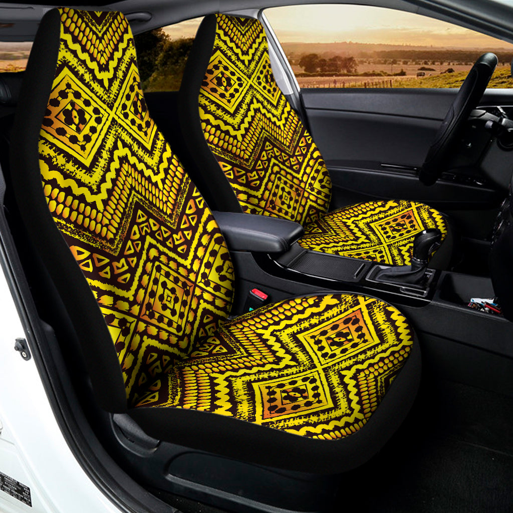 Gold African Ethnic Tribal Pattern Print Universal Fit Car Seat Covers