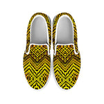 Gold African Ethnic Tribal Pattern Print White Slip On Shoes