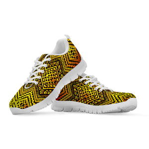 Gold African Ethnic Tribal Pattern Print White Sneakers