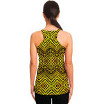 Gold African Ethnic Tribal Pattern Print Women's Racerback Tank Top