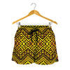 Gold African Ethnic Tribal Pattern Print Women's Shorts