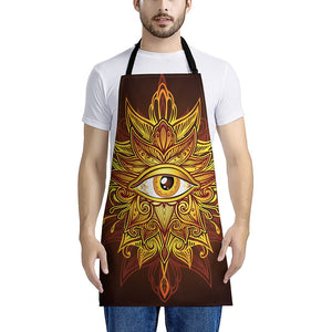 Gold All Seeing Eye Print Apron