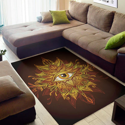 Gold All Seeing Eye Print Area Rug