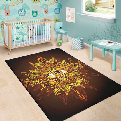 Gold All Seeing Eye Print Area Rug