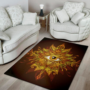 Gold All Seeing Eye Print Area Rug
