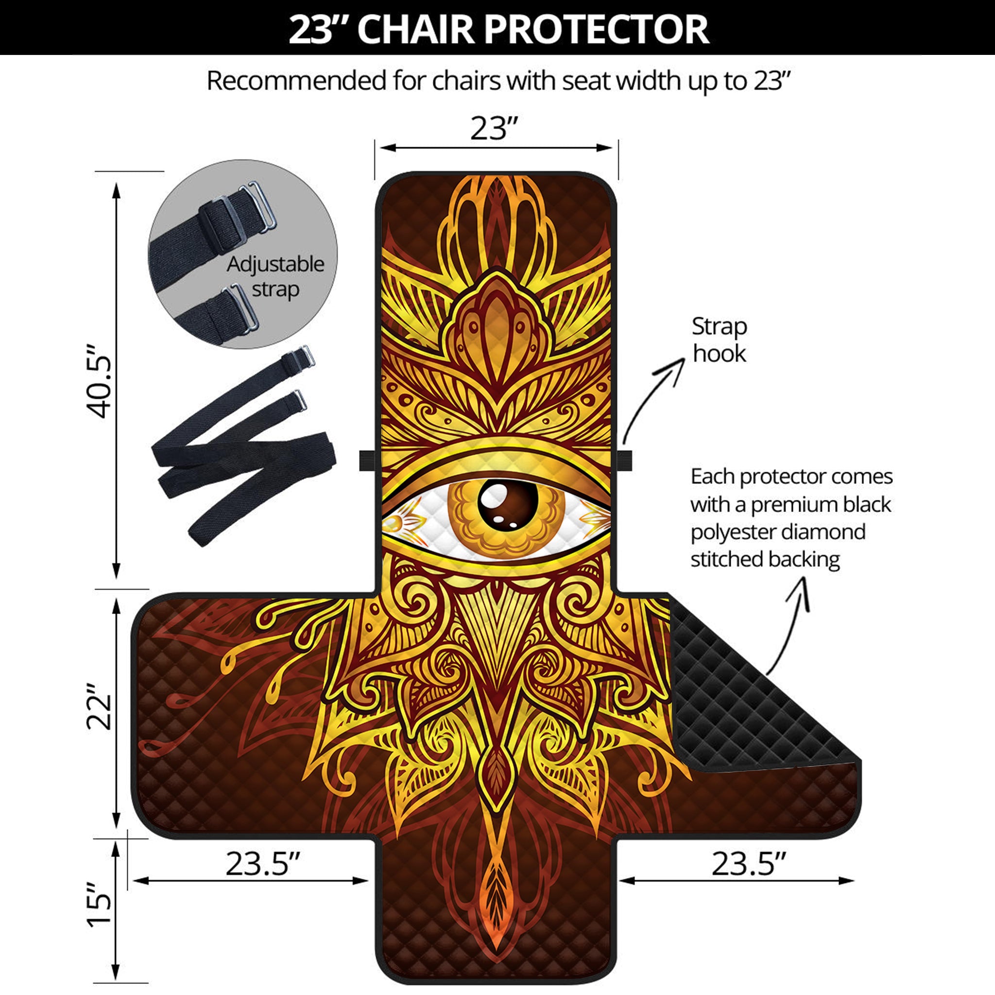 Gold All Seeing Eye Print Armchair Protector