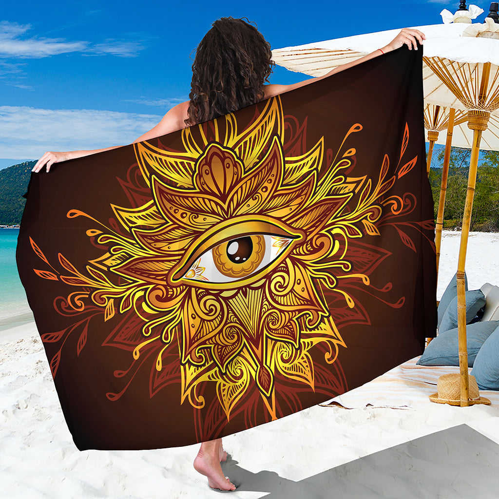 Gold All Seeing Eye Print Beach Sarong Wrap