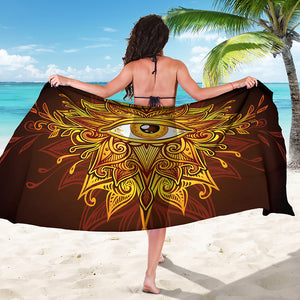 Gold All Seeing Eye Print Beach Sarong Wrap